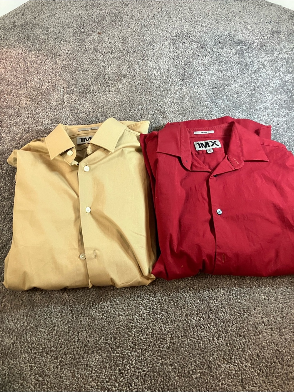 Express 1MX Fitted Button Down Dress Shirts Lot (2) Mens Size Medium 15-15.5